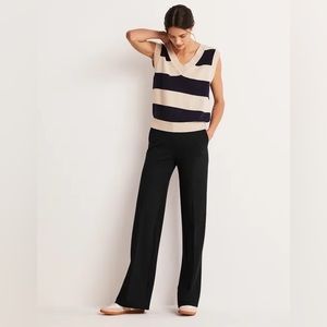 Boden Hampshire Ponte Wide Leg Pants | Black | Size 4 (regular)
